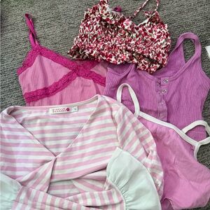 Set of Pink Coquette Crop Tops